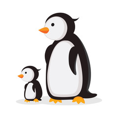 Mother penguin and baby penguin