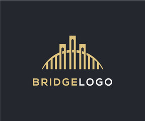 Bridge logo icon design concept, Construction logo design template