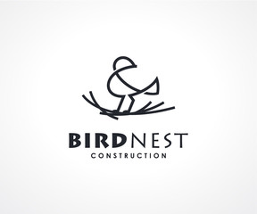 Bird Nest logo design concept, Construction logo design template