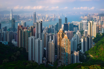 Hong Kong skyscrapers skyline cityscape view