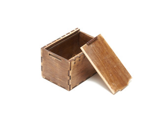 wooden box isolated on white background