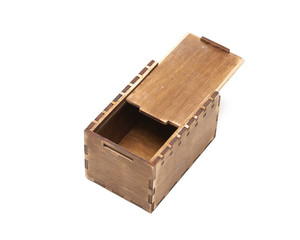 wooden treasure chest isolated on white background