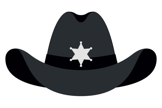 Silhouette Sheriff Hat Icon. Vector Isolated Object. Front View. Symbol of Wild West