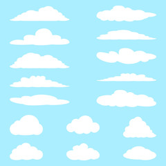 Set of cartoon clouds. Vector illustration.