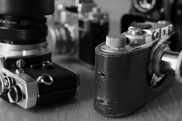 Fototapeta na wymiar Old film cameras