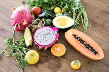 fresh vegetables and fruit on the table