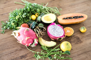 fresh vegetables and fruit on the table