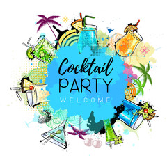 Obraz premium Cocktail party poster design. Cocktail menu