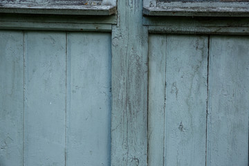 Fototapeta na wymiar Blue barn wooden wall planking wide texture. Old wood slats rustic shabby background.