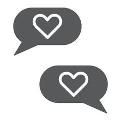 Love chat glyph icon, romantic and dialog, speech bubble sign, vector graphics, a solid pattern on a white background.