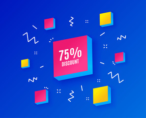 75% Discount. Sale offer price sign. Special offer symbol. Isometric cubes with geometric shapes. Creative shopping banners. Template for design. Vector