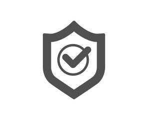 Approved shield icon. Accepted or confirmed sign. Protection symbol. Quality design element. Classic style icon. Vector