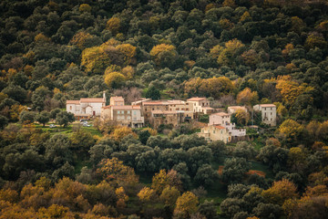Naklejka premium Ancient mountain village of Poggiali in Corsica