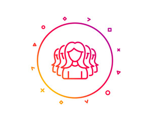 Group of Women line icon. Human communication symbol. Teamwork sign. Gradient pattern line button. Women Group icon design. Geometric shapes. Vector