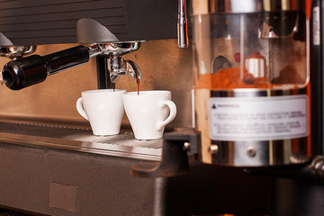 Coffee espresso.Espresso machine brewing a coffee