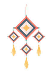 Colorful orange yellow and blue native god's eyes mobile illustrate