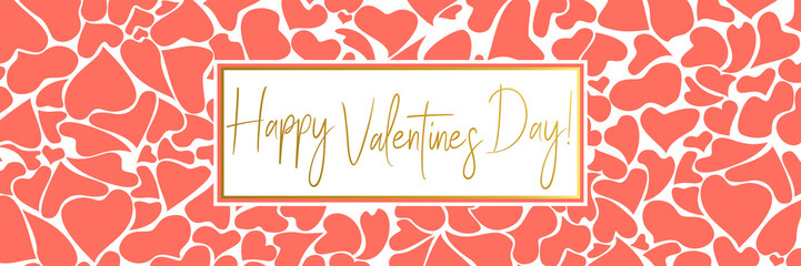 Valentines Day Gold Greeting coral web banner