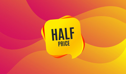 Half Price. Special offer Sale sign. Advertising Discounts symbol. Wave background. Abstract shopping banner. Template for design. Half price vector