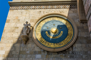 Ancient eternal cathedral clock and calendar in Messina. Sicily