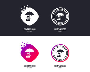 Logotype concept. Human insurance sign icon. Man Person symbol. Logo design. Colorful buttons with icons. Vector