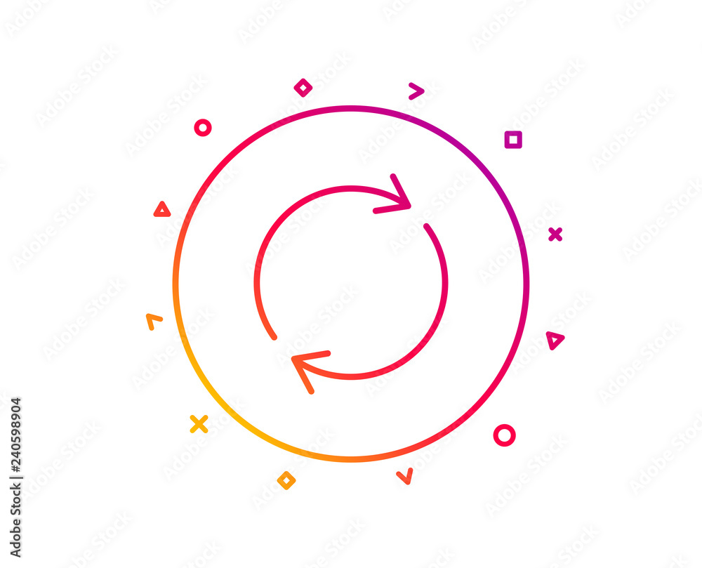 Aufkleber refresh line icon. rotation arrow sign. reset or reload symbol. gradient pattern line button. full r