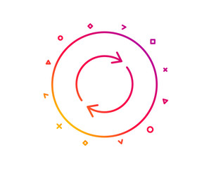 Refresh line icon. Rotation arrow sign. Reset or Reload symbol. Gradient pattern line button. Full rotation icon design. Geometric shapes. Vector