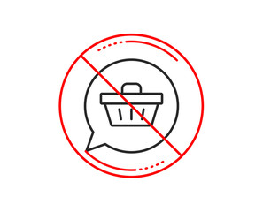 No or stop sign. Dreaming of Gift line icon. Present box sign. Birthday Shopping symbol. Package in Gift Wrap. Caution prohibited ban stop symbol. No  icon design.  Vector