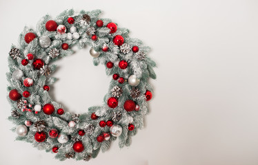 christmas wreath on white background