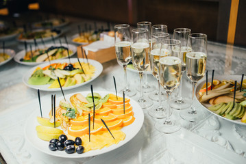 table with food in restaurant