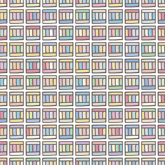 Seamless vector pattern. geometrical background with hand drawn decorative tribal elements. Print with ethnic, folk, traditional motifs. Graphic illustration for wrapping, wallpaper, fabric, packing