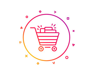 Shopping cart line icon. Sale Marketing symbol. Special offer sign. Gradient pattern line button. Shopping cart icon design. Geometric shapes. Vector