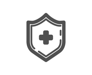 Medicine shield icon. Medical protection sign. Quality design element. Classic style icon. Vector
