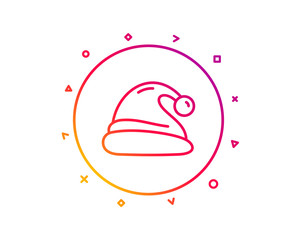 Santa hat line icon. Christmas or New year sign. Claus symbol. Gradient pattern line button. Santa hat icon design. Geometric shapes. Vector