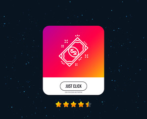 Payment line icon. Dollar exchange sign. Finance symbol. Web or internet line icon design. Rating stars. Just click button. Vector