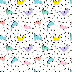 abstract geometric colourful Memphis seamless pattern, flat vector, summer design