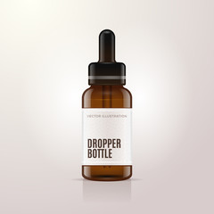 Brown cosmetic / pharmacy dropper bottle mockup vector illustration