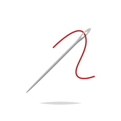 Sewing needle with thread vector isolated