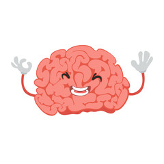 Little brain with a face and hands, laughing