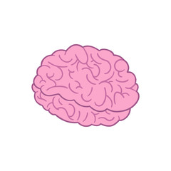 Purple cartoon brain from the side