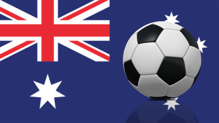 Realistic soccer ball on Australia flag background.