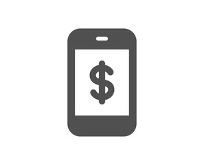 Mobile Shopping icon. Smartphone Online buying sign. Dollar symbol. Quality design element. Classic style icon. Vector