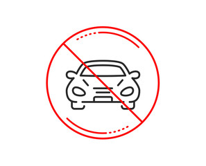 No or stop sign. Car transport line icon. Transportation vehicle sign. Driving symbol. Caution prohibited ban stop symbol. No  icon design.  Vector
