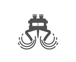 Ship in waves icon. Watercraft transport sign. Shipping symbol. Quality design element. Classic style icon. Vector