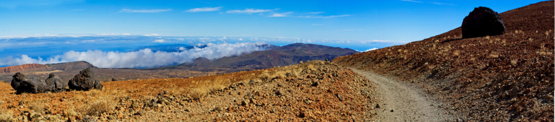 view of the observatory on the island of Tenerife during the descent from the volcano Teide