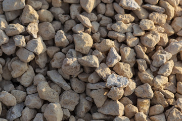 White gravel on a construction site as an abstract background