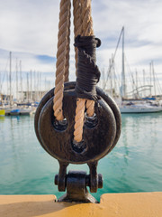 The dead eye. Standing rigging of a sailing ship.