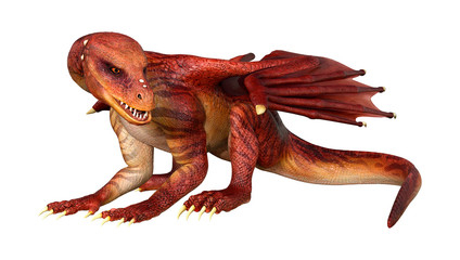 3D Rendering Fairy Tale Dragon on White