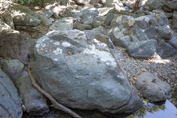 cliff Rock mountain at water fall.
