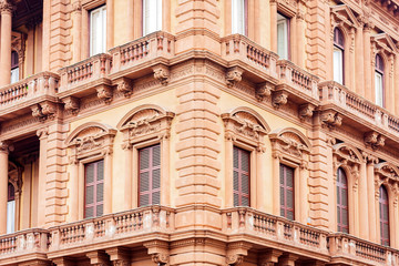 Naklejka premium Travel to Italy - historical street of Catania, Sicily, facade of ancient buildings.