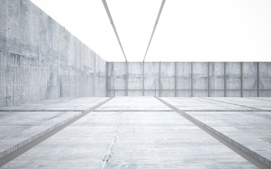 Abstract  concrete interior multilevel public space with window. 3D illustration and rendering.